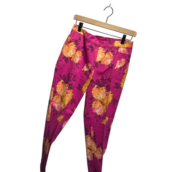 Isaac Mizrahi Live Womens Floral Ankle Pants Size 12P Pink & Yellow - Picture 2 of 4